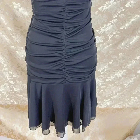 y2k Vintage Ruby Rox Halter Black and Gold Ruched Dress Women's Size L - Picture 7 of 8